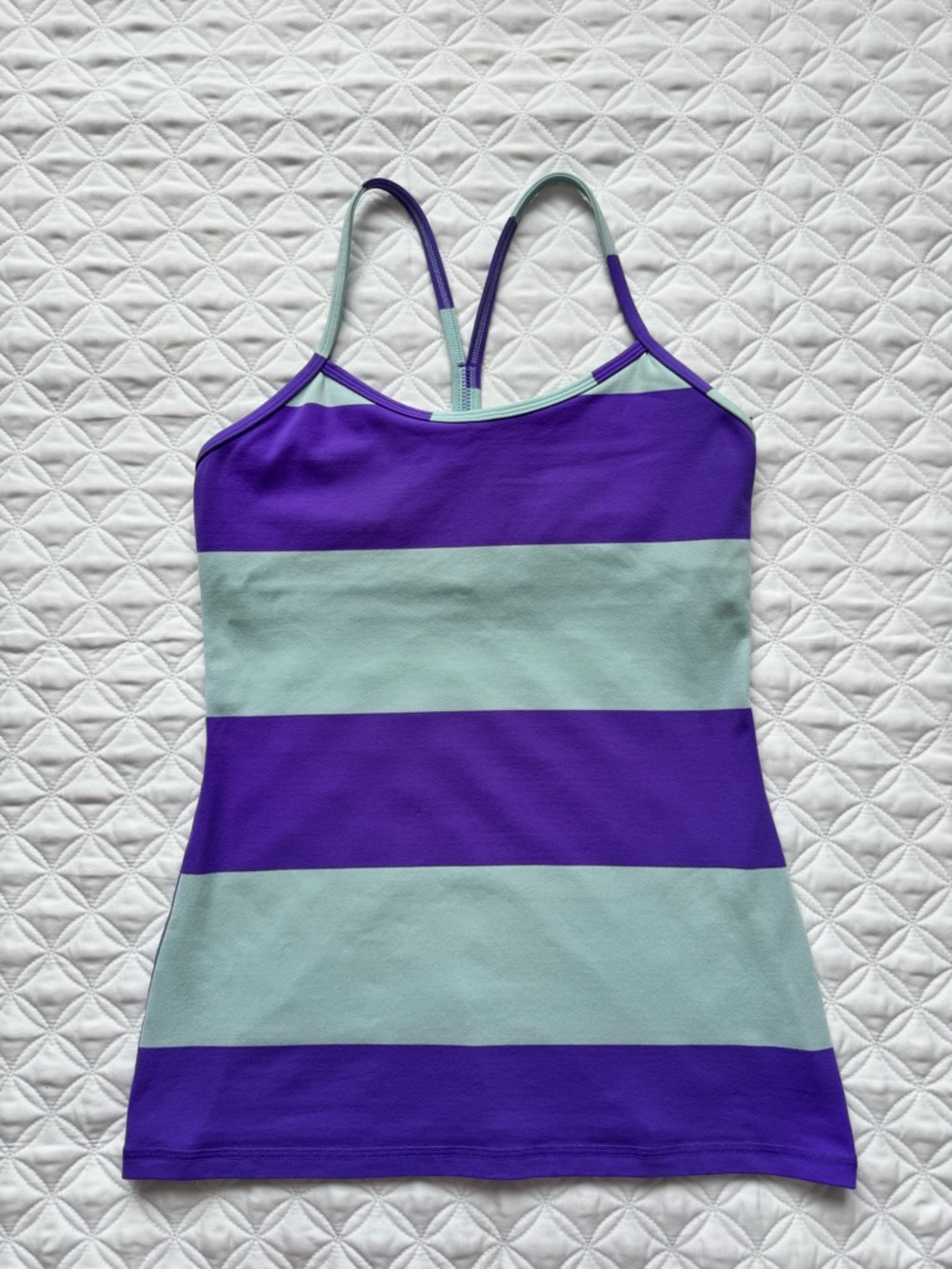 lululemon athletica Baptiste Power Y Tank Bold Stripe Power Purple Aqua Top Sz 6